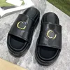 Classic Designer Sandals Slide Women With Super Double Letters Pattern Rubber Leather Embroidery Waterproof Platform Interlocking Buckle Type Slippers