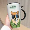580mlかわいい犬猫楽しいコーヒーマグセラミックカップ女性男性