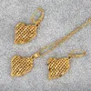 Halsband örhängen set liten för kvinnor dubai 24k guld hjärta hänge etiopisk kärlek afrikansk bröllop brud gåva