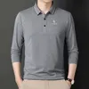 Men's Polos HAZZYS Men's Golf Clothing Fall Solid Color Long Sleeve Tee Medium And Young Casual Lapel Polo Shirt Go With The Base Shirt Top 230308