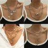 Anhänger Halsketten Multilayer Schmetterling Augen Halskette Choker Retro Würfel Scheibe Sonne Engel Pullover Kette Persönlichkeit Hip Hop Schmuck Für Frauen