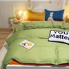 Beddengoed sets massief kleuren dekbedoverdek set met platte plaatkussencases enkele dubbele queensize bed linnen blauw jongens meisjes thuis beddengoed textiel 230308