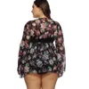 Kvinnors badkläder Floral Chiffon Cover -Ups Mesh Beach Dress Longeplees Up Women Swimsuit Bikini Plus Size Beachwear 2023Women's