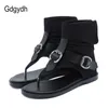 Sandaler Gdgydh Fashion Buckle Summer Flat Sandal For Women Flip Flops Ankle Strap Denim High Quality Rom Style Beach Sandaler Female Z0306