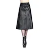 Skirts women Winter midi skirt spring womens high waist PU leather skirt faldas vintage saias plus size M-4XL fashion 230308