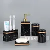 Toothbrush Holders Marble Stripe Resin Base Multifunctional Toothpaste Portable Organizer Case Bathroom Accessories 230308