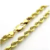 Collar de eslabones de cadena de cuerda de corte de diamante de 7 mm de espesor chapado en oro amarillo de 10 quilates para hombres 24 263U