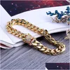 Charm Bracelets 7/8Inch 10Mm Miami Cuban Link Iced Out Gold Sier Hiphop Bling Chains Mens Jewelry Drop Delivery Dhgarden Dhbht