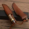 Neue Ankunft G7201 Survival Gerade Jagdmesser Damaskus Stahl Drop Point Klinge Deer Horn Griff Outdoor Feststehende Messer mit Lederscheide