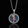 Customize Photo Pendant Necklace Rotatable Double-sided Pendants with Zircon Cool Men Jewelry