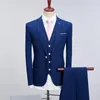 Мужские костюмы 2023 бренд жених Свадебные мужчины Slim Fit Black Blue Plaid Mens Fashion Male Business Droug