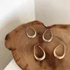 Hoop Earrings Minar Chic Hollow Oval Open Earring For Women Wholesale Matte Gold Silver Color Geometrical Minimalist Jewelry
