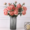 Fleurs décoratives grande fausse fleur accrocheur 4 couleurs pivoine plantes mariage décor tissu artificiel pour dortoir