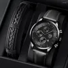 Armbanduhren Luxus Mode Armbanduhren Für Männer Business Casual Quarz Armbanduhr Kalender Datum Männlich Sport Leder Armband Leuchtend