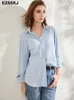 Kvinnors blusar skjortor ezsskj chic casual lös bomullsblusa skjorta kvinnor solid färg överdimensionerad lång blus skjorta kvinnor 230308