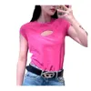 Summer Stylist Camis Colete Feminino de manga curta de malha T-shirt de designer camisa feminina carta ventilação renda impressão colete Cami coletes menina Tamanho S M L atacado