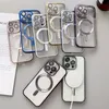 Custodia magnetica trasparente con placcatura di lusso per custodie di ricarica wireless Magsafe per iPhone 14 7 8 Plus 13 12 Pro 11 Mini XR XS Max Cover in silicone morbido