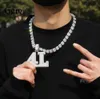 Benutzerdefinierte Name A-Z Volle Diamiond Buchstaben Anhänger Halskette Für Männer Frauen Geschenke Zirkonia Halskette Hip Hop Schmuck