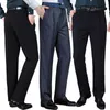 Men's Pants Autumn Winter Thick Double Pleated Dress Trousers Men High Waist Loose Business Casual Suit Middleaged Mens 230307