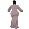 플러스 사이즈 드레스 패션 스팽글 패치 워크 여성 긴 슬리브 이브닝 드레스 가을 옷 맥시 도매 드롭 컨칭 230307