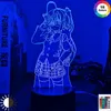 Nattlampor Rikka Takanashi LED -ljus för barn sovrum juldekor nattljus födelsedagspresent anime 3d bordslampa kärlek chunibyo