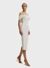 Casual Dresses White Color Summer Style Women Off the Shoulder Sexy BodyCon Mini Dress Rayon Bandage Elegant Evening Party