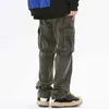メンズレター刺繍サイドポケットカモフラージュジーンズ貨物パンツ男性のためのストレートスプレッチストリートウェアバギーカジュアルデニムズボンZ0301