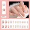 Falska naglar 24st/box geometriska falska franska tips Artifical Full Cover Nail Ballerina Tryck på