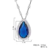 Pendentif Colliers Eyika Bijoux de luxe Royal Blue Paraiba Tourmaline Goutte d'eau Forme Argent Couleur Bambou Chaîne Charms Collier pour les femmes