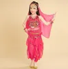 Abbigliamento da palcoscenico Costume da ragazza di danza del ventre Costume da ballo per bambini Set di panni per esibizioni di Bollywood Abiti fatti a mano in India