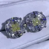 Stud Wuiha 925 STERLING Gümüş 3Ex Ezilmiş Ice 10ct VVS Beyaz Safir Sentetik Küpeler Kadınlar Hediye Damlası 230307