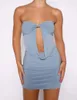 Casual Dresses Sexy Women Summer Bodysuit Tank Dress Solid Color Sleeveless Wrap Party Kirt Club Fashion Street Style Blue S M L