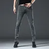 سراويل جينز للرجال الرجال جينز جينز مرونة رمادية رفيعة النحافة النحيل الأعمال الكلاسيكية من النوع كلاسيكي مريح سراويل جينز الذكور 230308