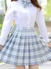 Spódnice Zoki Plaid Women Plated Skirt Bow Knot Summer High Talle Preppy Girl