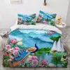 Zestawy pościeli cyfrowe Para cyfrowa Swans Swans Rodzinne łóżko pościel szary kołdry pełne bliźniacze king size 140x210cm Zestaw domu