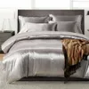 Zestawy pościeli luksusowy jedwabisty satynowy kołdrę szary US Twin Queen Bedding Zestaw łóżka mikrofibry UK Podwójne łóżko Zestaw dla dorosłych nastolatków 230308
