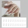 False Nails 24st/Box Pearl Fake Press On Short Square Head French Tips Nail Set With 24 Sts Sticker Art