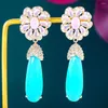 Boucles d'oreilles pendantes GODKI à la mode fleur goutte d'eau Boucle D'oreille pour les femmes fête de mariage Dubai bijoux de mariée Boucle D'oreille Femme cadeau