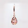 Dangle Earrings Chandelier Luxury Female Pink Zircon Drop High Quality Rose Gold Wedding Fashion Crystal Double for Womendangle