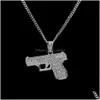 Pendant Necklaces Mens Fashion Necklace Fl Diamond Pistol Hip Hop For Men Gold Plated Cool Hiphop Chains Drop Delivery Jewelr Dhgarden Dhzqj