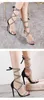 Sandaler skor av kvinnor 2022 sommar gladiator kvinnor sandaler mode svart ankel rem kristall laceup öppen tå höga klackar zapatos mujer z0306