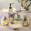 Bath Accessoire Set Vijfkoppige badkameraccessoires Tandborstel Holder Keramiek Tandpasta Dispenser Soap Cup Wedding Gifts