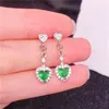 Orecchini pendenti Orecchini pendenti in argento sterling 925 con smeraldo naturale per le donne Aros Mujer Oreja Orecchini con pietre preziose a forma di cuore