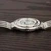 Нарученные часы Полые концентрические кружные дамы смотрят сплавные бриллиантовые модные браслет WatchWristwatches HECT22