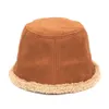 Chapeaux à large bord 2022 Nouveaux chapeaux de seau d'hiver de couleur unie pour hommes femmes fourrure moelleuse épaisse garder au chaud Panama extérieur haute qualité casquette de pêcheur R230308