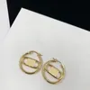 Anillo grande para mujer, abalorio, diseño de elipse hueco dorado, pendientes de tuerca, joyería de regalo para fiesta y Club