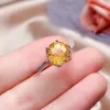 Bagues de Grappe Naturel Réel Citrine Anneau 925 Sterling Argent Fin Jaune Cristal Bijoux Travaillé À La Main Gem Taille 10 10mm