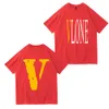 tissu de coton Summer men's designer lâche T-shirt marque de mode top casual vlone shirt vêtements de luxe shorts de rue chemise à manches personnalité hip-hop polyvalente