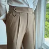 Pantaloni da uomo Italiani Formali da solo Hombre Abito alla caviglia Pantaloni sociali dritti a vita alta britannici 230313