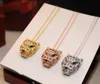 Fashion Women Leopard Head Pendant Necklace 18K Gold Thick Long Necklaces With Full Diamond Pendant Jewelry